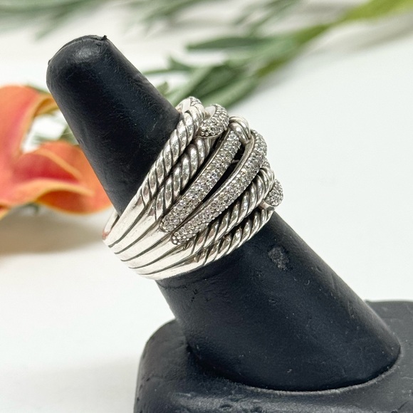 David Yurman Triple Loop Diamond Labyrinth Ring .925 Sz 8 - Picture 6 of 12